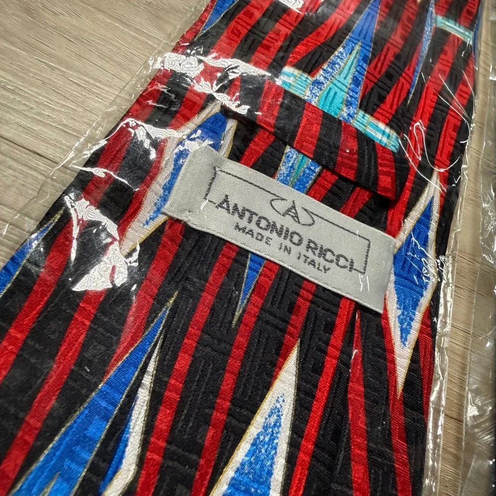 Antonio Ricci Tie Lot 4pc Mens Silk Italian Geometric Paisley Blue Red Gold
